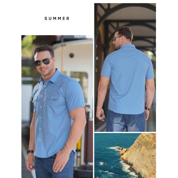 2022 Мода Лето короткие рукава мужские рубашки плюс размер с методом нетканого ткачества
