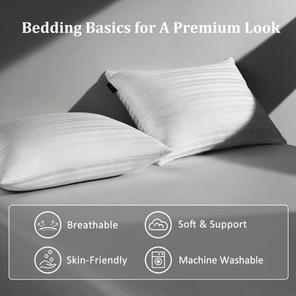 60 Fabric Count Memory Foam Goose Feather Down Pillow Queen Size 20x28 for Sleeping
