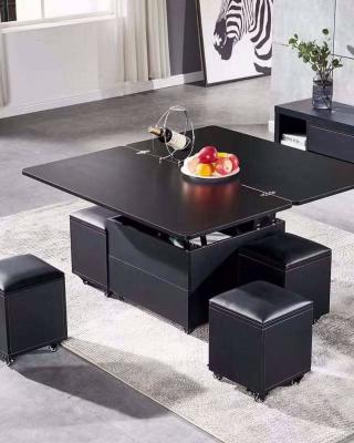 Rectangle Space Saving Lift Top Coffee Table Office Furniture With Storage Stools