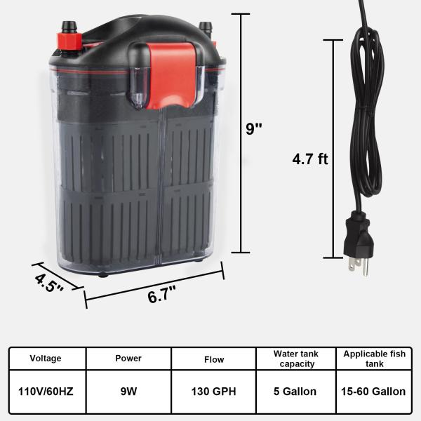 Биохимический фильтр 130GPH 9W 110V рыб аквариума губки
