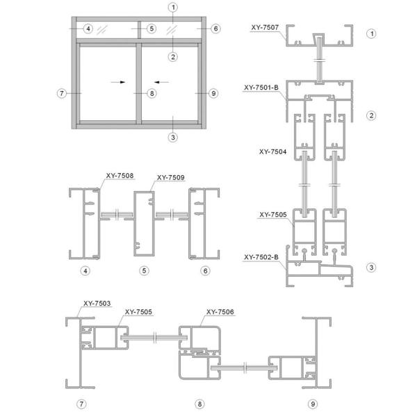 Powder Coated 6061 Aluminum Sliding Window Profiles Soundproof