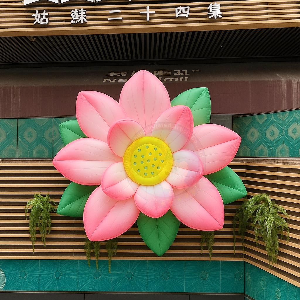 Inflatable Lotus Flower Decoration Lights Waterproof PVC Tarpaulin Custom Logo Printed Weather Resistant Event Wedding Stage