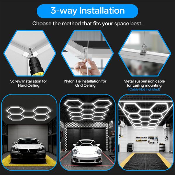 K&C Hexagon Light LED Ceiling Wall Detailing Studio Posh Workshop Light Diy Led Honeycomb Car Workshop Garage Work Light