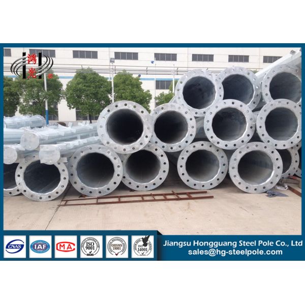 High Voltage Polygonal Tubular / Conical Electrical Steel Utility Poles for Transmission Line