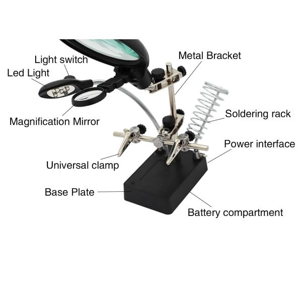 Лупа TOKTOS для верстака с зажимом объектива света 3.5X-12X СИД вспомогательным