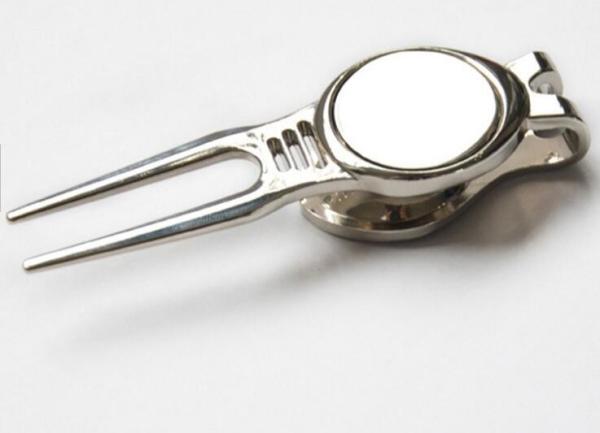 Metal magnetic golf divot tool golf pitch fork with bottle opener