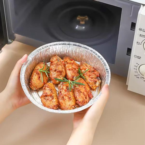 Panas de cozinha de pizza de papel alumínio redondo / bandejas com tampa de plástico / papel