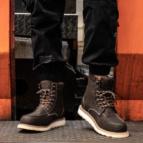 Venta al por mayor de cuero Nubuck Goodyear Welt Ingeniero Dedo de goma de acero