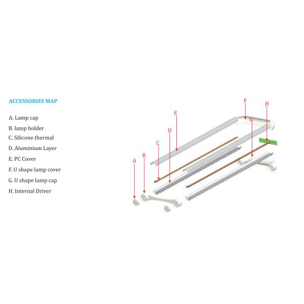 Загиб UL DLC T8 u привел шарики замены нога 18w 110lm/W 2x2 легкая устанавливает