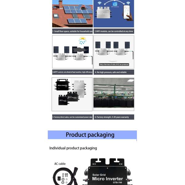 Silver 700W Micro Inverter On Grid Low Cost Easy Installation New Arrival Good Price Solar Micro Inverter System