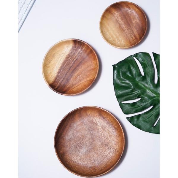 5pcs/Set Wooden Serving Plates 15cm 18cm 20cm Acacia Wood Round Serving Platter