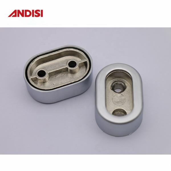 Zinc Alloy Oval Shaped Wardrobe Tube Support for Closet Rod Holder in Chrome Finish