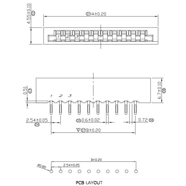 соединитель 2.54mm размечая FPC FFC для компьютера