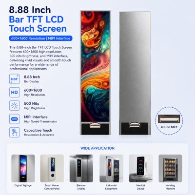 8.88 Inch TFT LCD Touch Screen MIPI Interface Bar Type Display 600x1600 Resolution 500 Nits