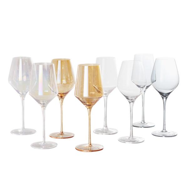 Custom Logo 4pcs 12oz Lead-Free Crystal Rainbow Plated Wine Glasses for Weddings Stylish & Durable