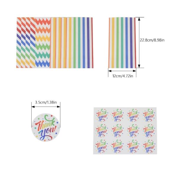 Colorful Stripe Eco Friendly Kraft Paper Bag Food Packaging 9g/PCS