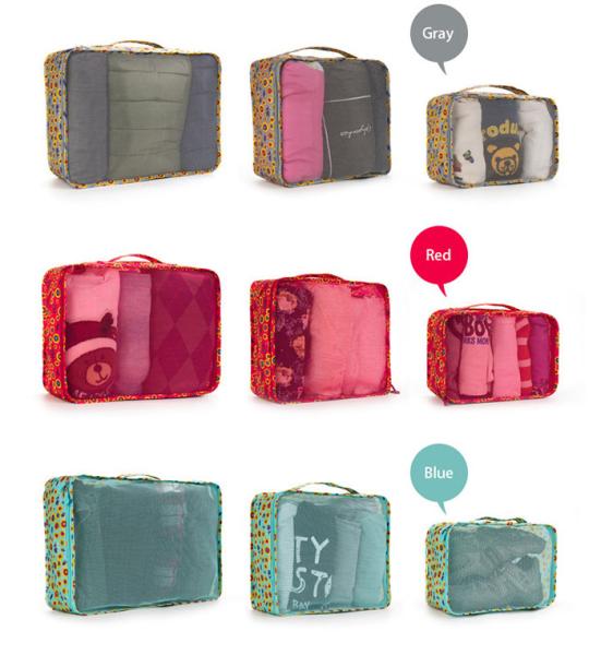 Water Resistant Travel Organizer Bag Nylon 3pcs Set Packing Cubes Shape With Zipper