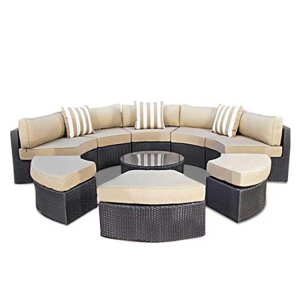 Round Lounge Outdoor Beach Furniture Sofa PE Rattan Washable