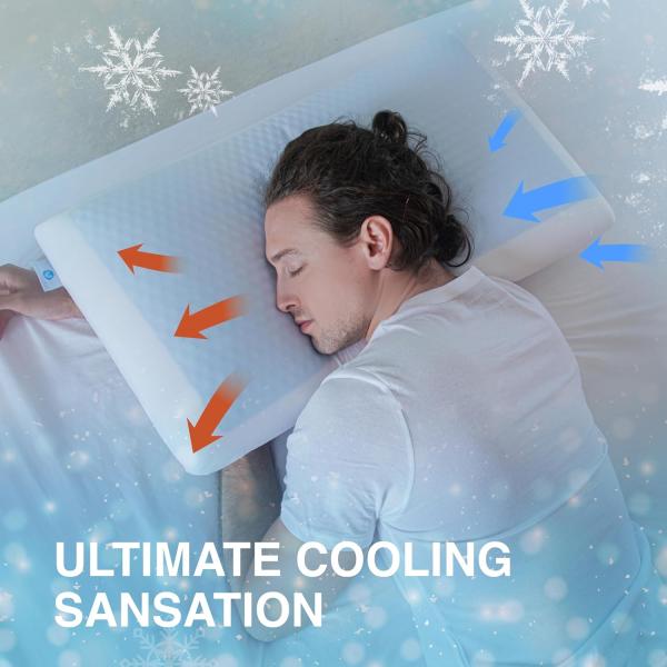 Removable and Washable Cooling Gel Memory Foam Pillows for Side Sleepers Square Shape