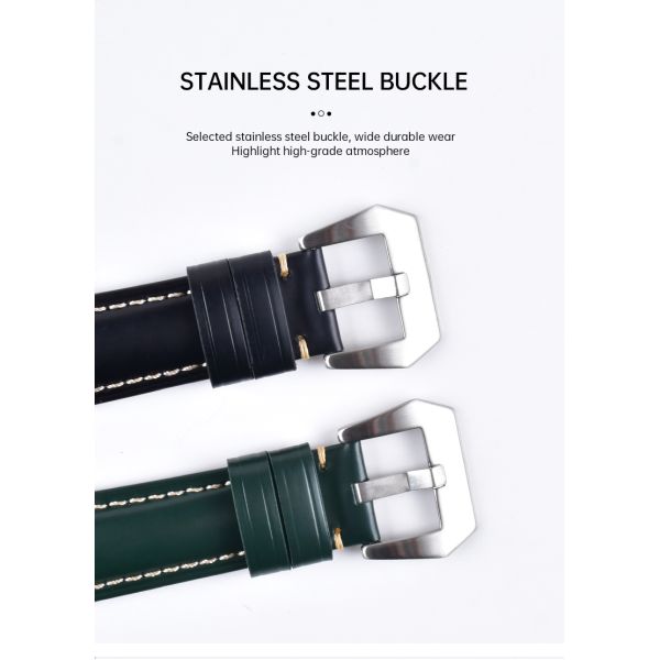 Velcro Smooth Glossy Genuine Leather Watch Straps