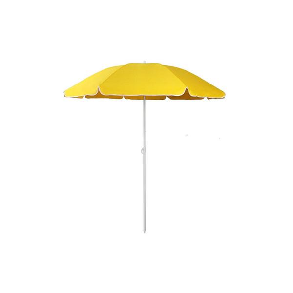 Yellow Steel Windproof Beach Umbrella Double Needle Process With Flap