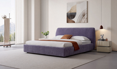 Modern and elegant purple soft bag fabric bed ，Apartment furniture
