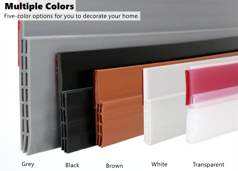 Silicone Rubber Door Sweep Draft Stopper Home Weather Stripping Under Door Bottom for Interior Doors Seal Strip