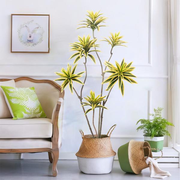 Artificial special-shaped dracaena Reflexa tree green home deco hotel office potted tree