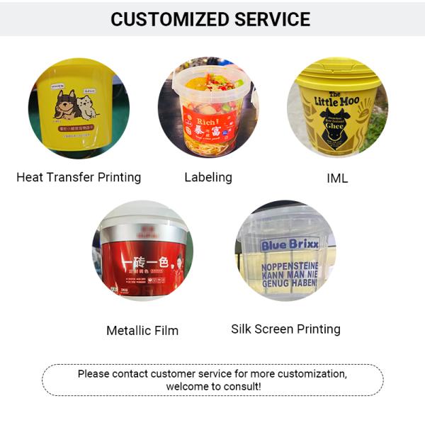 Прозрачная пластиковая ведра для хранения пищевых продуктов для воды/молака/пищи с индивидуальным логотипом