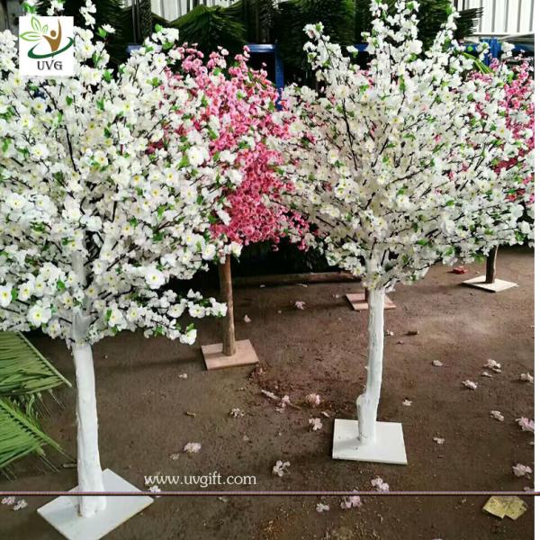 UVG white and pink small fake peach blossom centerpieces table trees for wedding hall decoration CHR169