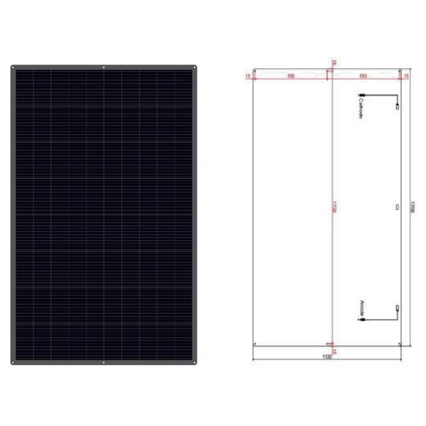 12V 100W IP67 Waterproof Semi Flexible Solar Panel with 36 Pcs Cells and 5 Years Warranty for Marine and RV
