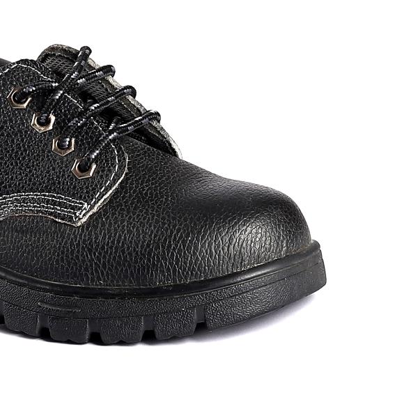 Steel Toe Safety Shoes with Nylon Fabric Gusset Tongue and Embossed Cow Leather Upper Material
