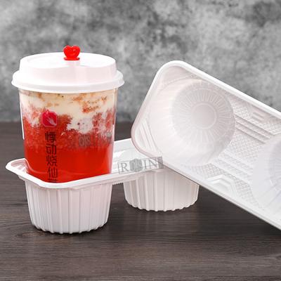 Disposable PP Plastic Cup Carrier Tray Takeaway Leakproof For Milk Tea