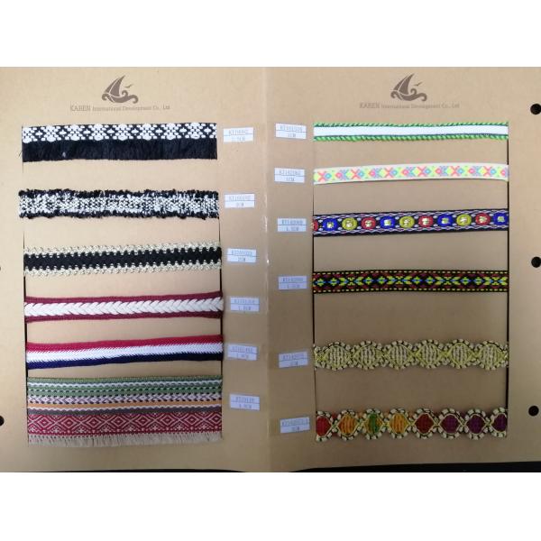 Multicolored Picot Polyester Woven Tape , Jacquard Fabric Webbing Tape