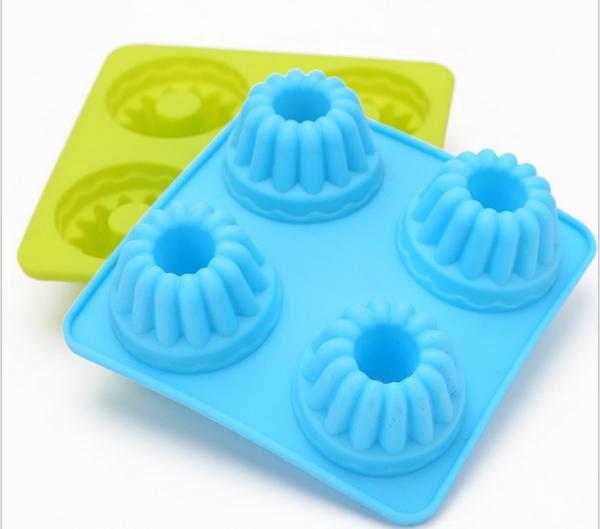 Safe Four Cups Silicone Baking Molds Flower Molds For Cakes , Cooking