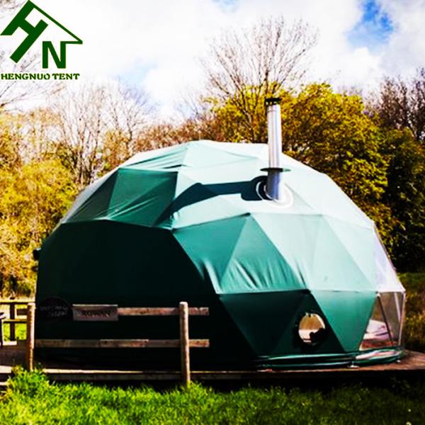 Diameter 6m Green Color Igloo Glamping Dome Tent With Kitchen