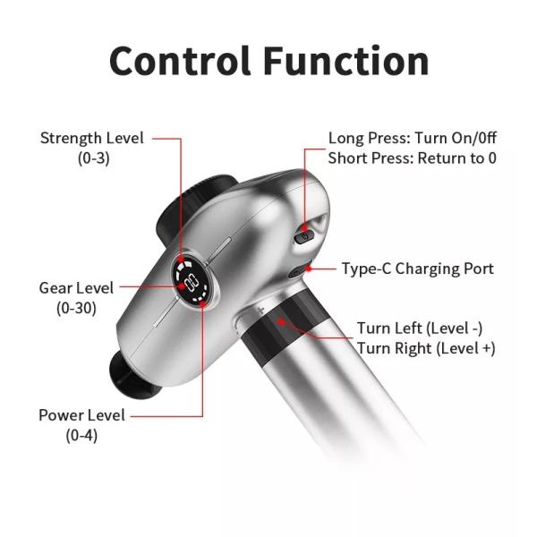 Пистолет для массажа глубоких тканей, перезаряжаемый USB, сверхтихий ударный массажный пистолет, 10 скоростей, ручной электрический массажер