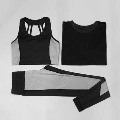 CPG Global 2017 Spring Summer Pink Quick Dry 3 Pieces Set Stretched Bra Short Sleeves Sports Shirt  with Yoga Pant T1025