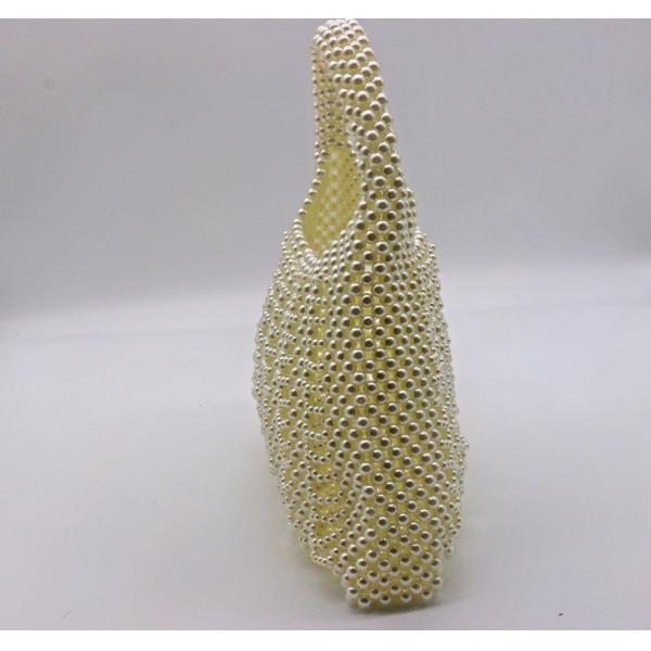 Fashion White Pearl Handbag Hand Woven For Women 23cm Height 22cm Length