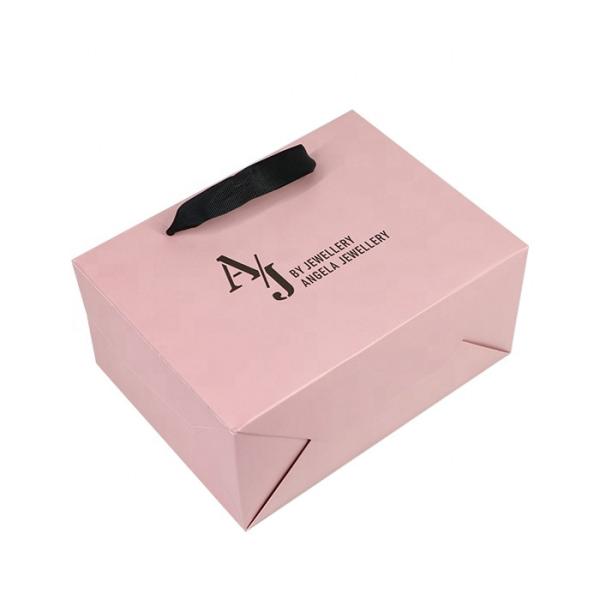 Glossy Lamination Shoes Clothing Paper Bags 250gam Coated Pink Kraft Bags