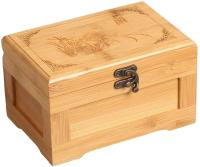 Boîte de rangement de bijoux en bambou avec plateau