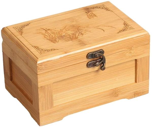 Boîte de rangement de bijoux en bambou avec plateau