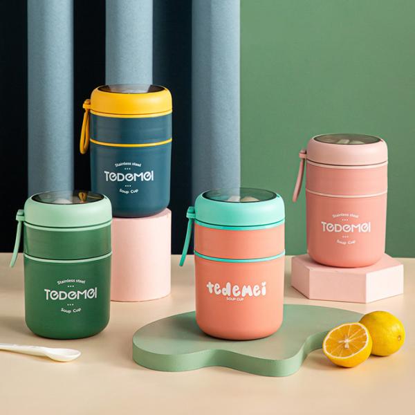 Металлическая коробка с обедом для бенто 316 из нержавеющей стали 710 мл Термос для супа с двойным слоем