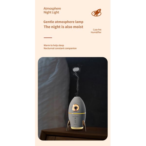 Cute LED Lamp Ultrasonic Air Humidifier Nano Mist Cool Sprayer For Personal Space