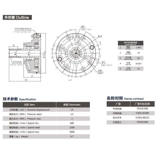 15583-80221G Transmission Oil Charging Pump For 3 Ton Internal Combustion Hydraulic Forklift
