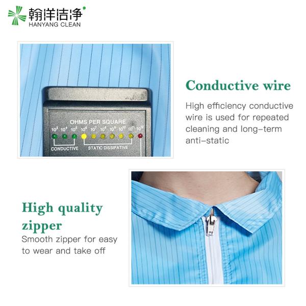 HANYANG CLEAN ESD Vêtements de travail 10e6-10e9 Ω Anti statique Unisexe lavable