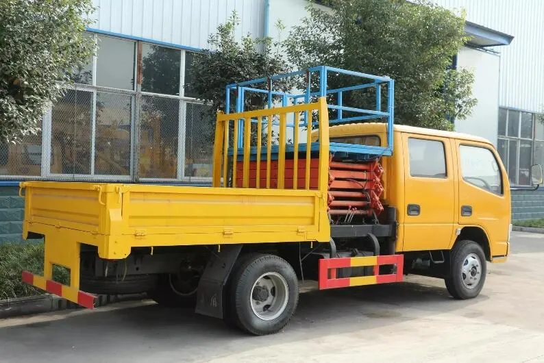 Dongfeng 6 Wheeler Scissor Hydraulic Truck Mounted Ladder 8m 10m 12m