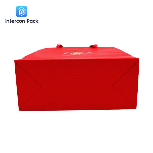 Red Kraft Paper Shopping Bags Eco Friendly FSC Certified With Handles