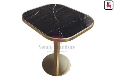 Oval Shape Restaurant Dining Table Marble Pattern Ceramic With Golden Seam