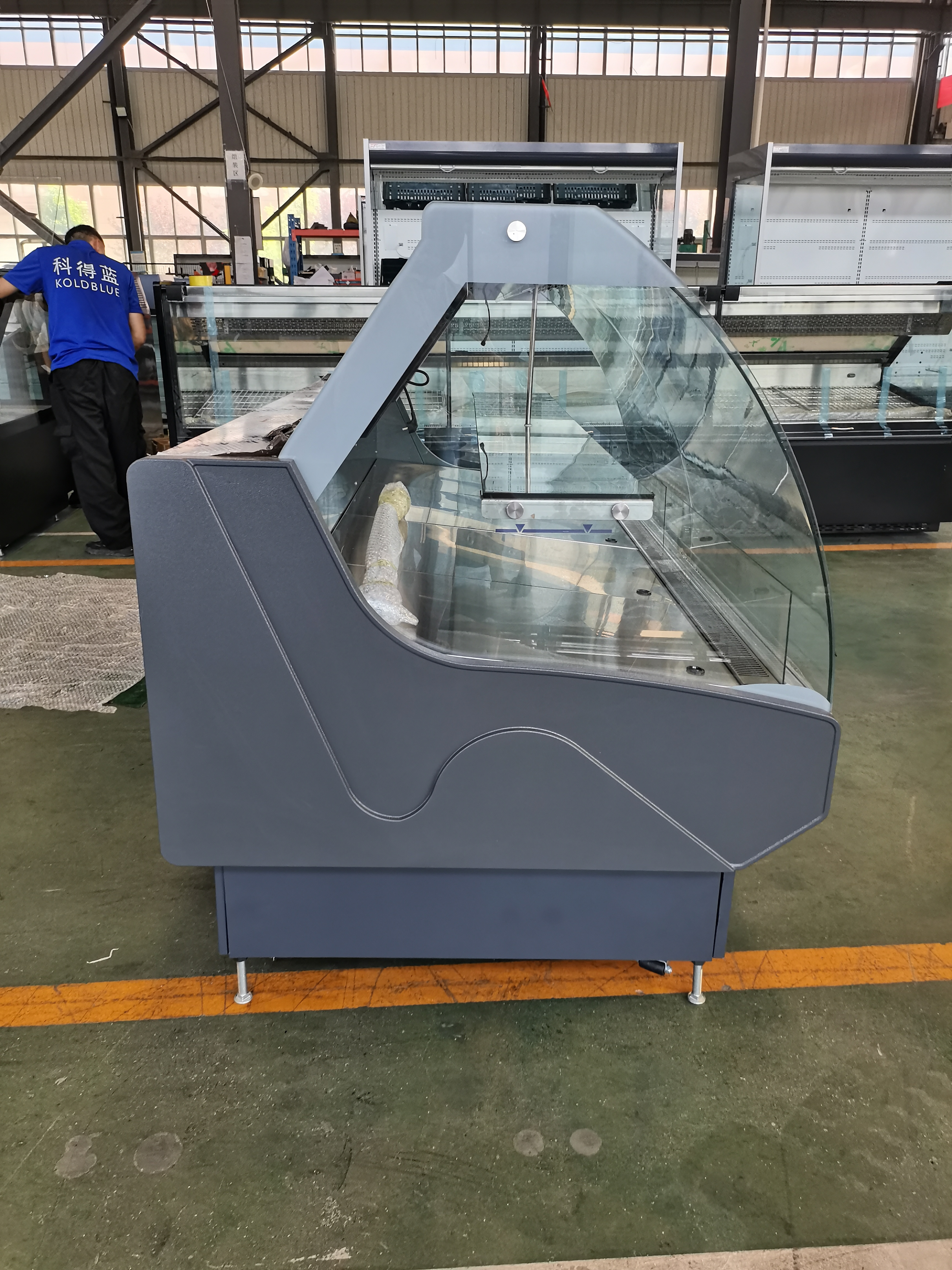 NARO Series Commercial Curved Glass Display Case with Lift-Up Door